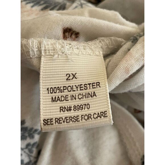 Eden & Olivia sleeveless button front bird print collared top 2X tunic - Picture 6 of 6